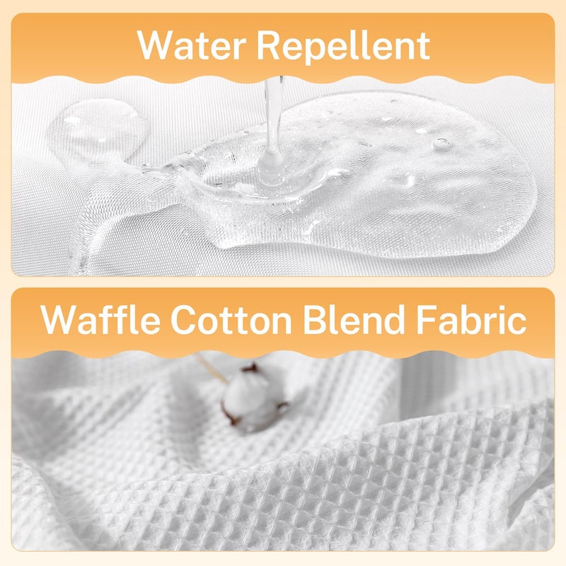River Dream White Fabric Shower Curtain Set, Cotton Blend, Waffle Weave, with Snap in Replacement Linerï¼Œ54 x 80 inches - Image 5